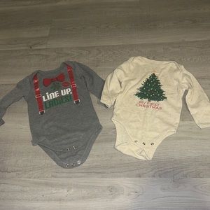 Set of 2 Christmas onesies: 12-18Mo; My first Christmas and Line up, Ladies!